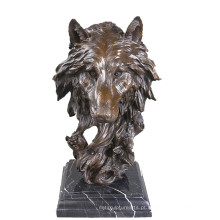 Animal Bronze Escultura Decoração Cabeça de Lobo Estátua de Bronze Tpy-067